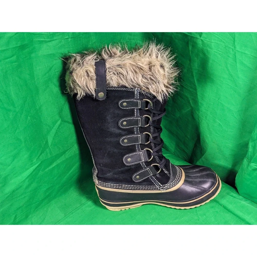 Sorel Womens Joan Of Arctic Fur Waterproof Snow Black Boots NL1540-010 Size 7 - Picture 6 of 10